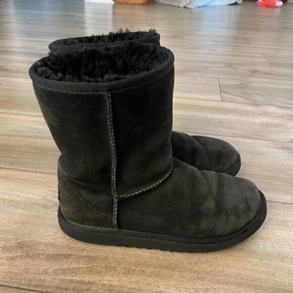 Ugg Black Mid Fur Lined Boots Women 5‎ - Picture 2 of 7
